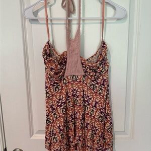 Free People Pink and Orange Patterned Halter Top